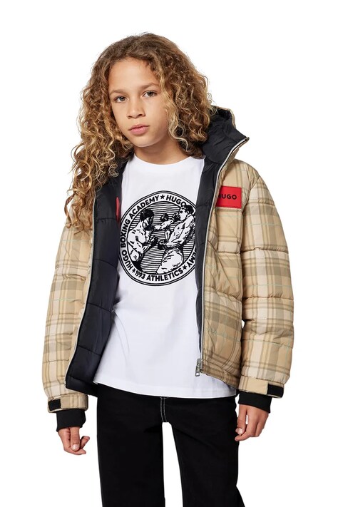 HUGO t-shirt bawełniany dziecięcy kolor biały z nadrukiem G00439
