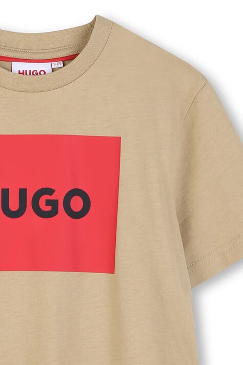 Дитяча бавовняна футболка HUGO — AW25-TSB0A5, бежевий — фото 3