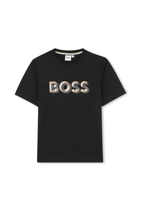 Βαμβακερό μπλουζάκι BOSS χρώμα: μαύρο, J52360