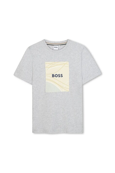 Μωρό βαμβακερό μπλουζάκι BOSS χρώμα: γκρι, J52369