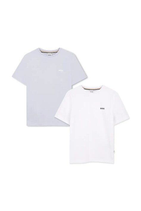 BOSS t-shirt bawełniany dziecięcy kolor niebieski z nadrukiem J52680
