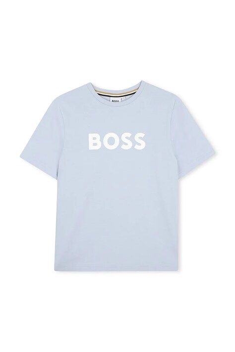 BOSS T-shirt dziecięcy bawełniany niebieski J52711