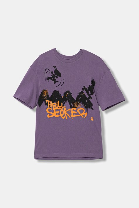 United Colors of Benetton t-shirt bawełniany dziecięcy kolor fioletowy z nadrukiem 3X1SC10PN