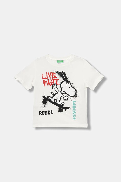 United Colors of Benetton t-shirt bawełniany kolor biały z nadrukiem 3X1SG10JW