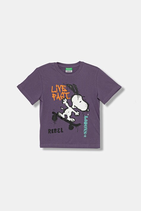 United Colors of Benetton t-shirt bawełniany kolor fioletowy z nadrukiem 3X1SG10JW