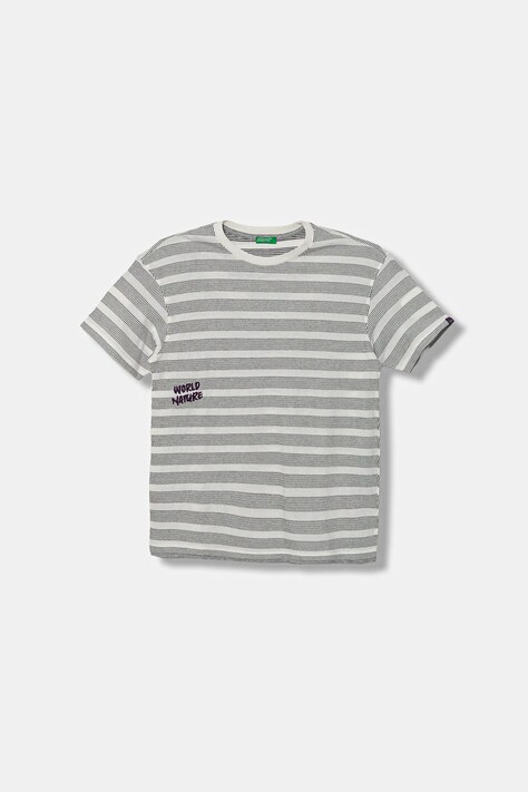 United Colors of Benetton t-shirt bawełniany dziecięcy kolor szary wzorzysty 38F1C10PU