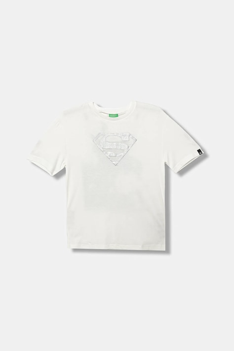 United Colors of Benetton gyerek pamut póló fehér, nyomott mintás, 3JERC10PO