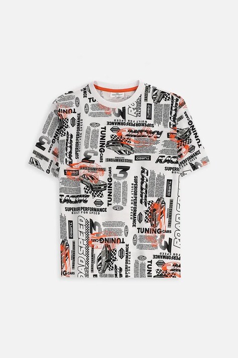 Coccodrillo t-shirt bawełniany dziecięcy kolor biały wzorzysty EVERYDAY BOY A