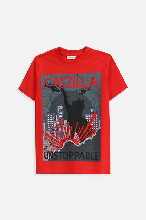 Coccodrillo t-shirt bawełniany dziecięcy kolor pomarańczowy z nadrukiem EVERYDAY BOY A
