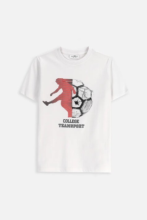 Coccodrillo t-shirt bawełniany dziecięcy kolor biały z nadrukiem EVERYDAY BOY A
