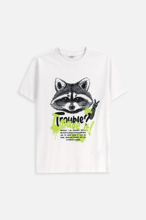 Coccodrillo t-shirt bawełniany dziecięcy kolor biały z nadrukiem EVERYDAY BOY A