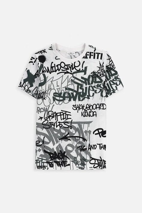 Coccodrillo t-shirt bawełniany dziecięcy kolor biały wzorzysty EVERYDAY BOY A