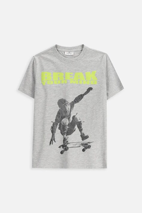 Coccodrillo t-shirt dziecięcy kolor szary z nadrukiem EVERYDAY BOY A