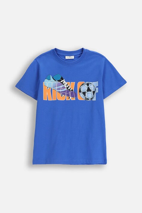 Coccodrillo t-shirt bawełniany dziecięcy kolor niebieski z nadrukiem EVERYDAY BOY A