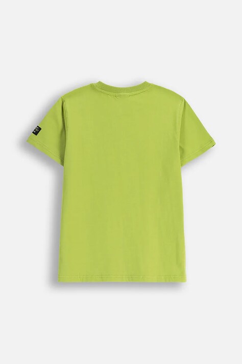 Coccodrillo t-shirt bawełniany dziecięcy kolor zielony z nadrukiem SPORTS BOY JUNIOR