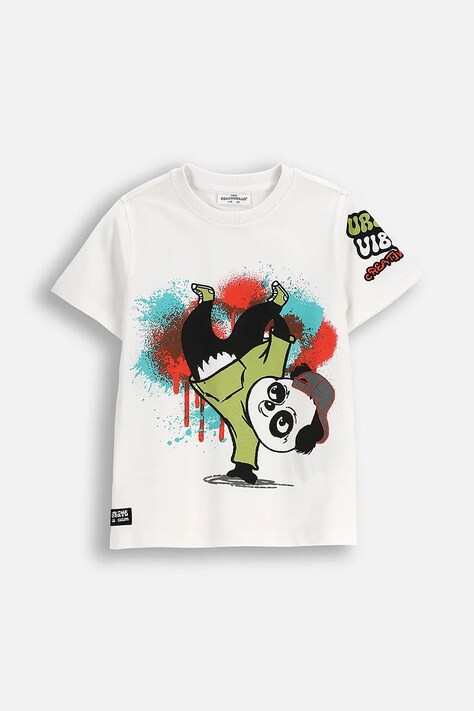 Coccodrillo t-shirt dziecięcy kolor biały z nadrukiem SPORTS BOY KIDS