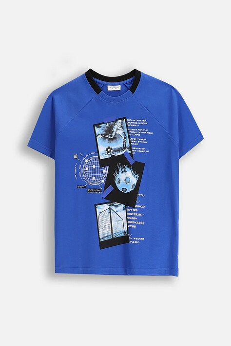 Coccodrillo t-shirt bawełniany dziecięcy kolor niebieski z nadrukiem X-RAY VISION BOY JUNIOR