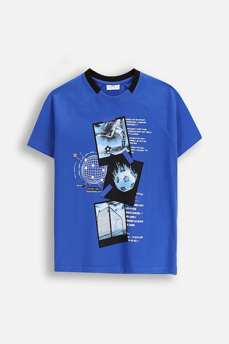 Coccodrillo t-shirt bawełniany dziecięcy kolor niebieski z nadrukiem X-RAY VISION BOY JUNIOR