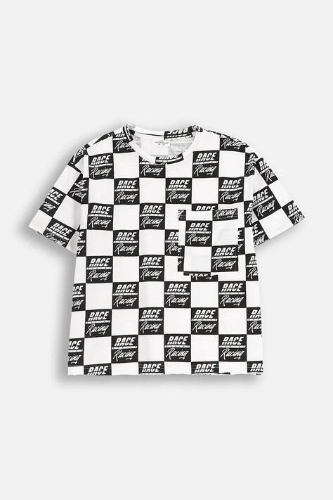 Coccodrillo t-shirt bawełniany dziecięcy kolor biały wzorzysty CITY RACING BOY JUNIOR