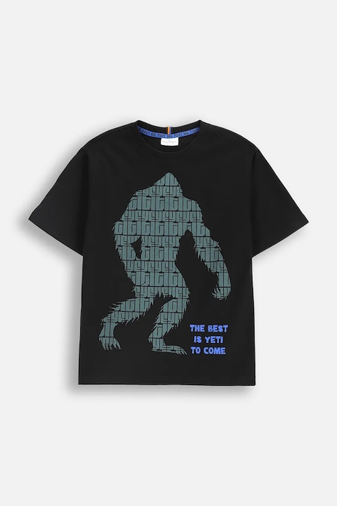 Coccodrillo bluza bawełniana dziecięca kolor czarny z nadrukiem YETI BOY JUNIOR