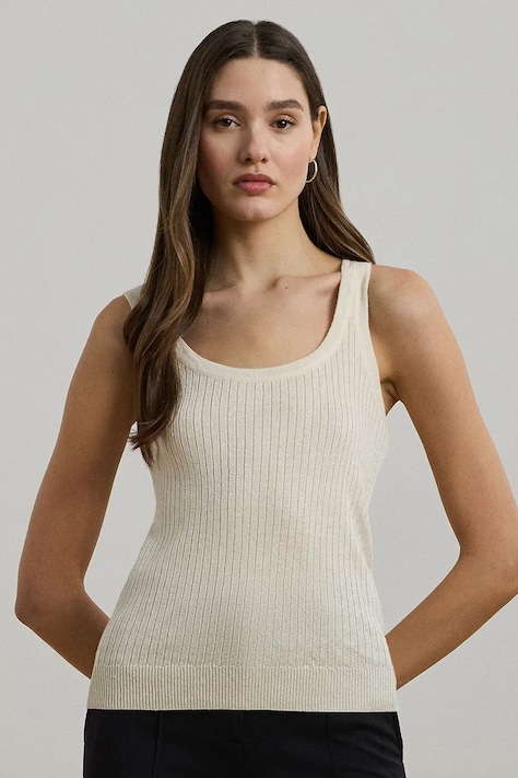 Lauren Ralph Lauren tricou fără mâneci culoarea bej, 200971352