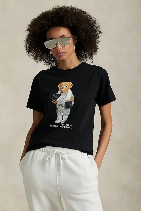 Bavlněné tričko Polo Ralph Lauren dámské, černá barva, 211971709