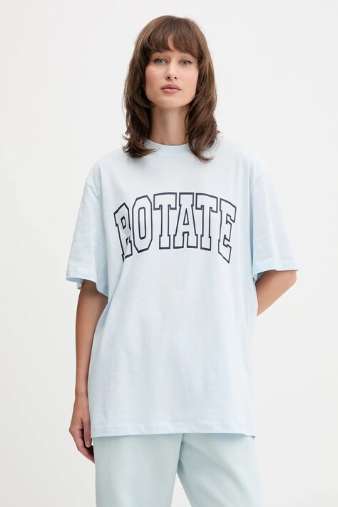 Rotate t-shirt bawełniany damski kolor niebieski 114392184