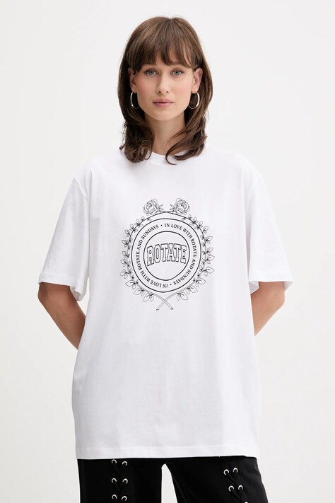 Rotate t-shirt bawełniany damski kolor biały 114393400
