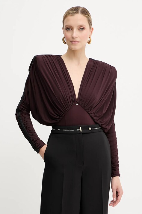 Elisabetta Franchi body damska kolor bordowy gładka BO00556E2