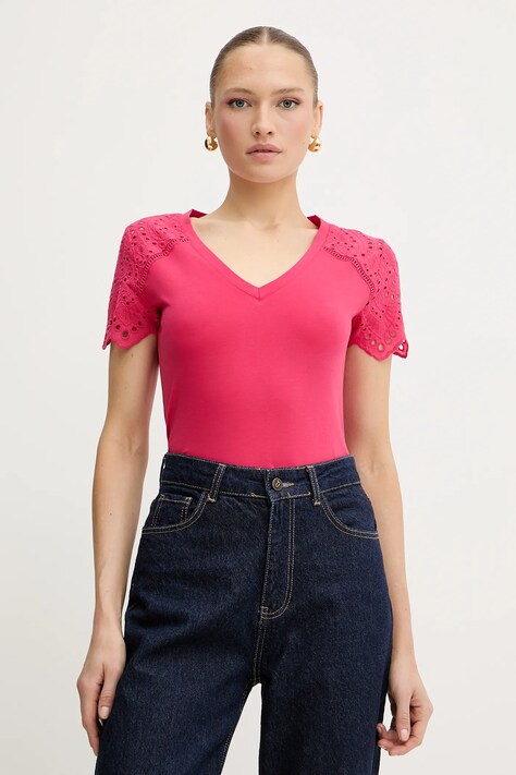 Morgan tricou din bumbac culoarea roz, DMATY