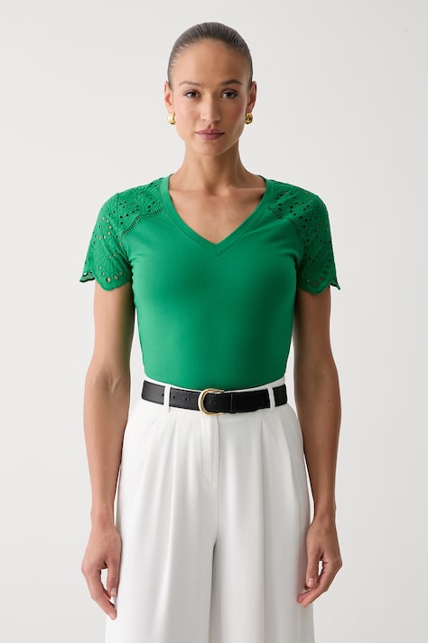Morgan tricou pentru femei din bumbac verde DMATY