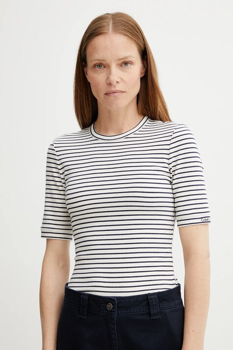 Μπλουζάκι Calvin Klein χρώμα: μπεζ, LV044B232G