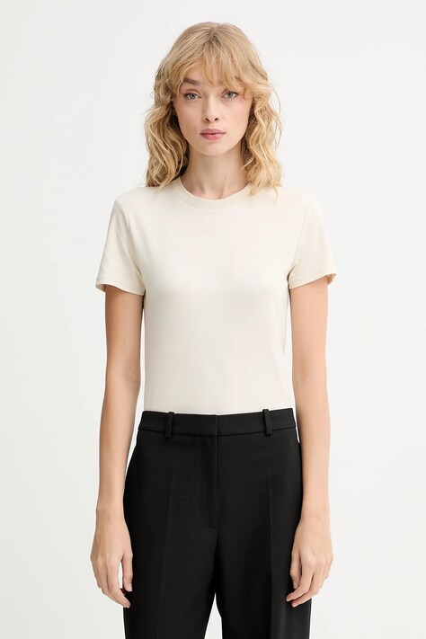 Calvin Klein tricou din bumbac culoarea bej, LV044C216G