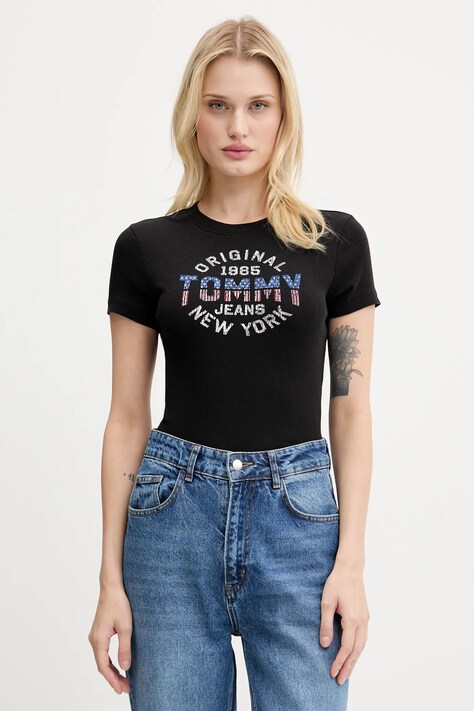 Футболка Tommy Jeans колір чорний DW0DW21421