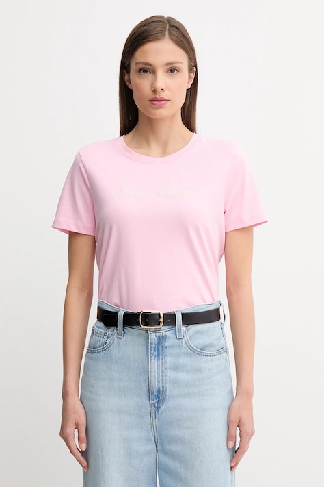 Хлопковая футболка Tommy Hilfiger цвет розовый WW0WW45746