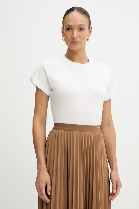 Bombažna kratka majica Tommy Hilfiger ženska, bela barva, WW0WW47157
