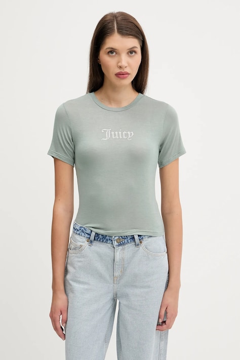 Juicy Couture t-shirt SHEER FITTED TEE donna colore verde JCWCT225301