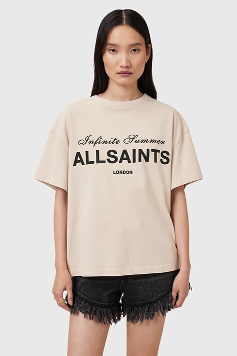AllSaints tricou din bumbac AVRI culoarea bej, W095JC