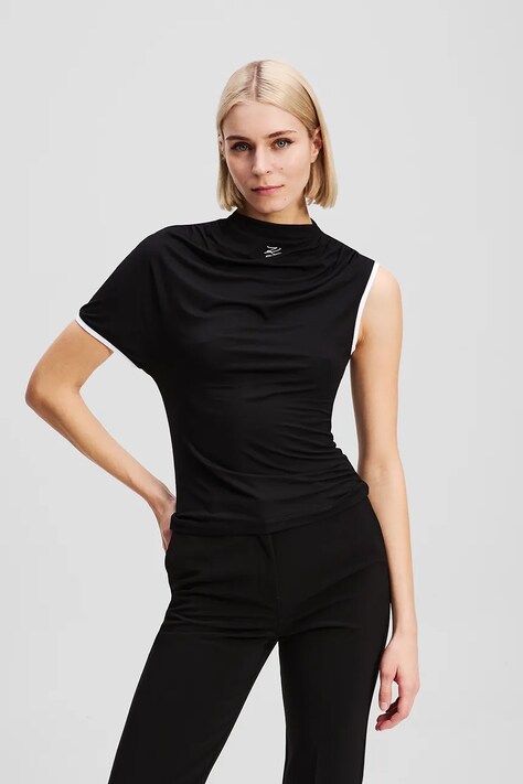 Karl Lagerfeld tricou culoarea negru, cu turtleneck, A3W17006