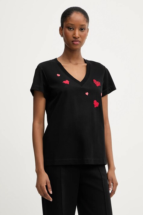 Karl Lagerfeld tricou din bumbac culoarea negru, A3W17017