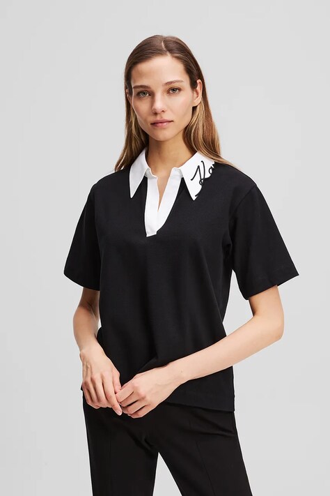 Karl Lagerfeld t-shirt bawełniany damski kolor czarny A3W17113