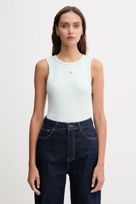 Calvin Klein Jeans top kolor zielony LV047C201G