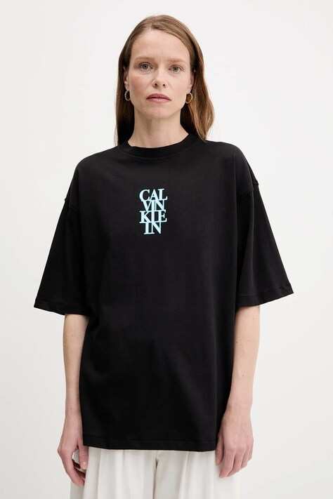 Calvin Klein Jeans tricou din bumbac culoarea negru, LV047C818G