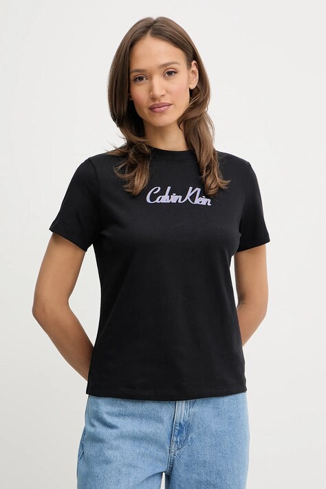 Calvin Klein Jeans t-shirt bawełniany damski kolor czarny LV047C854G