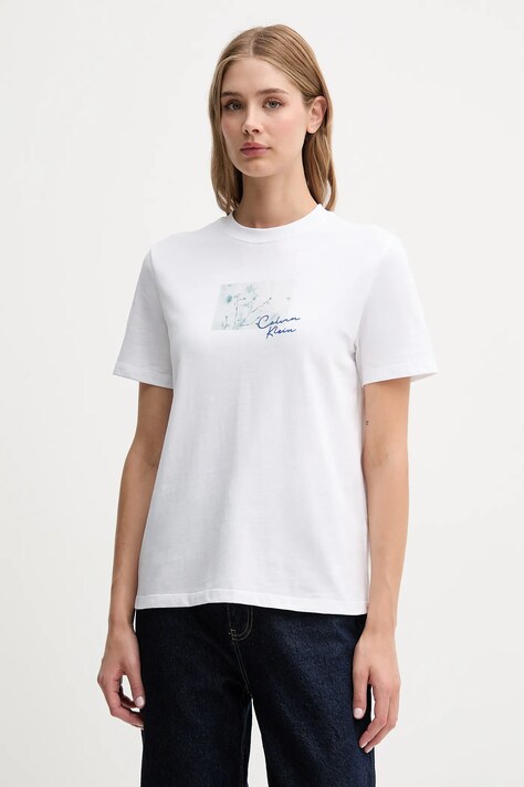 Calvin Klein Jeans t-shirt bawełniany damski kolor biały LV047C855G