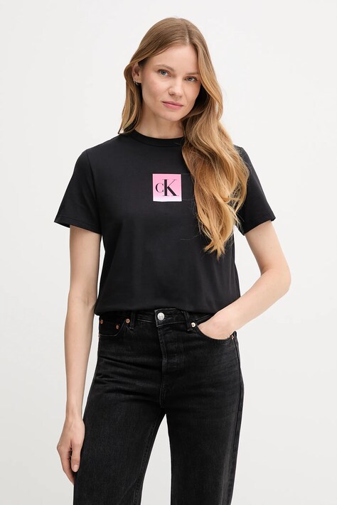 Calvin Klein Jeans t-shirt bawełniany damski kolor czarny LV047C864G