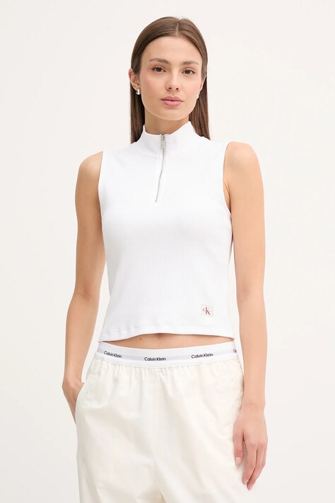 Топ Calvin Klein Jeans цвет белый с полугольфом LV047C909G