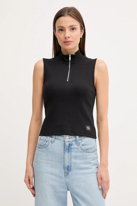 Calvin Klein Jeans top kolor czarny z półgolfem LV047C909G