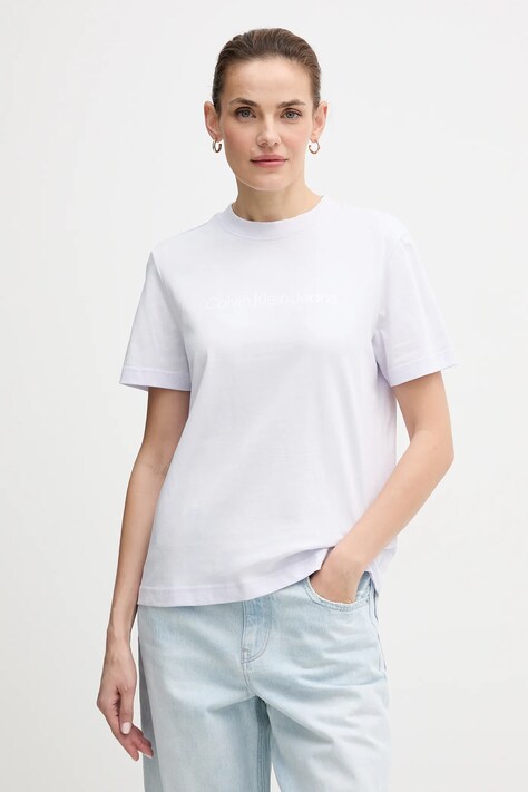 Calvin Klein Jeans t-shirt bawełniany damski kolor fioletowy LV047C912G