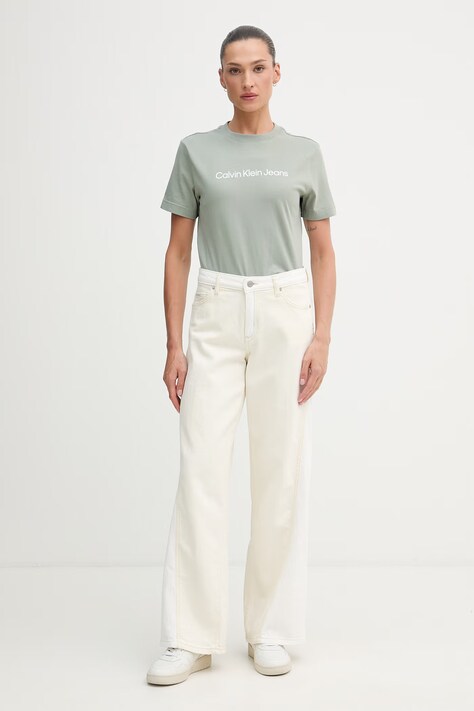 Calvin Klein Jeans t-shirt damski bawełniany zielony LV047C912G